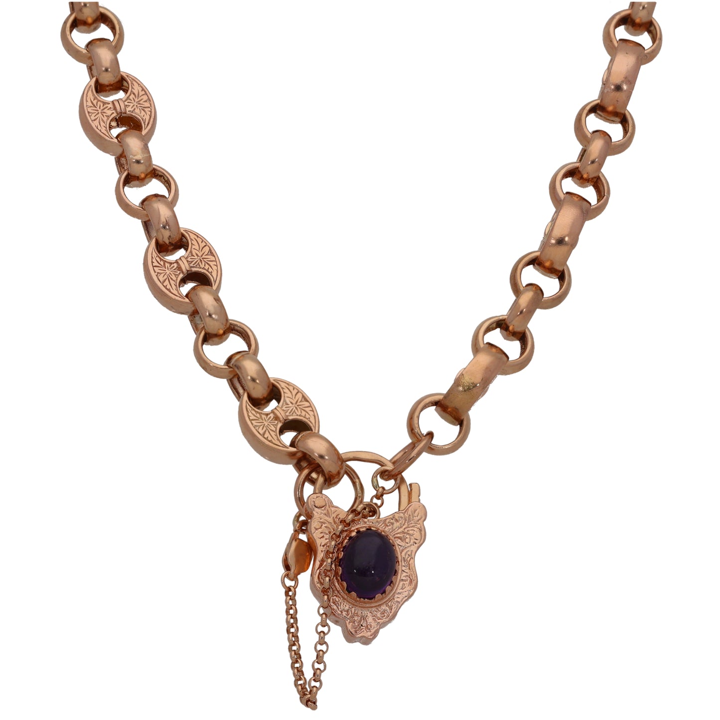 9ct Rose Gold Amethyst Fancy Necklace 18"