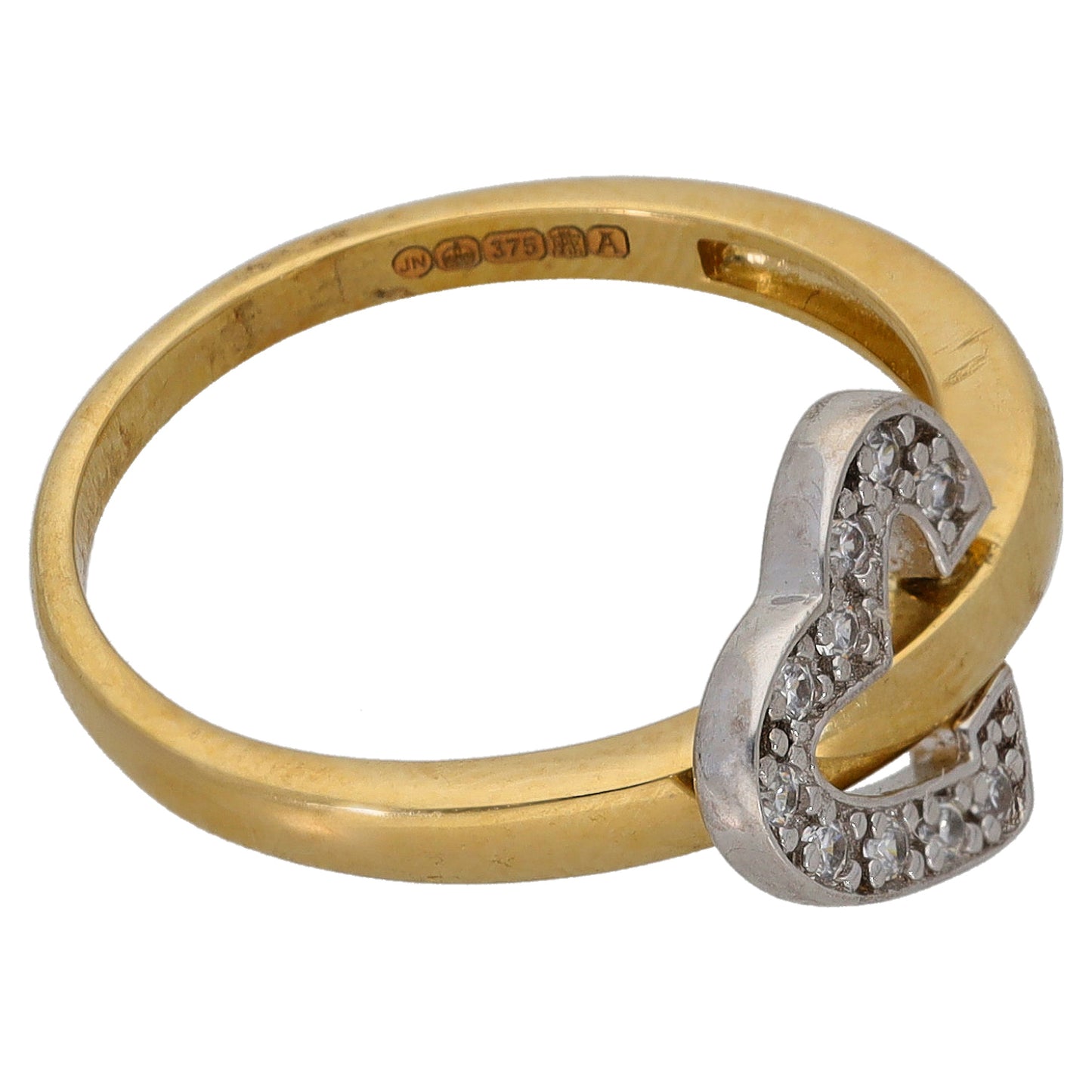 9ct Bi-Colour Gold Cubic Zirconia Dress/Cocktail Ring Size O