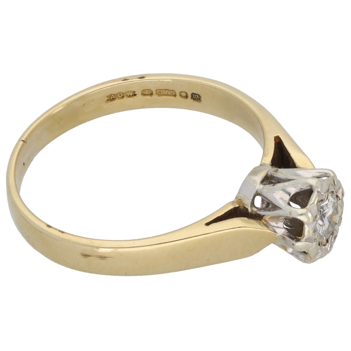 9ct Gold 0.15ct Diamond Solitaire Ring Size K