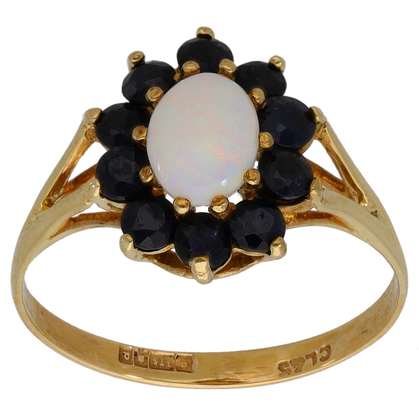 9ct Gold Opal & Sapphire Dress/Cocktail Ring Size P