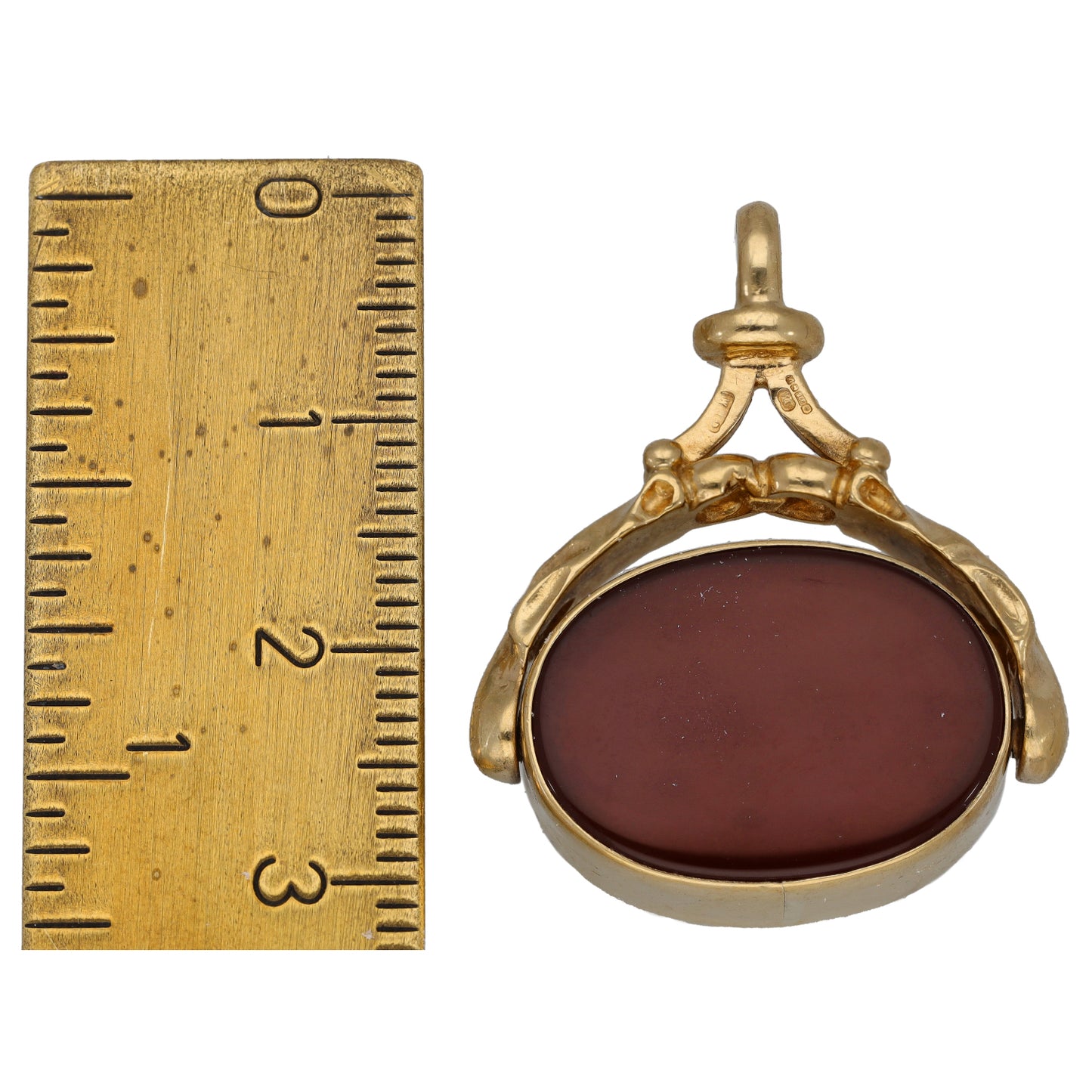 9ct Gold Carnelian & Bloodstone Fob Pendant