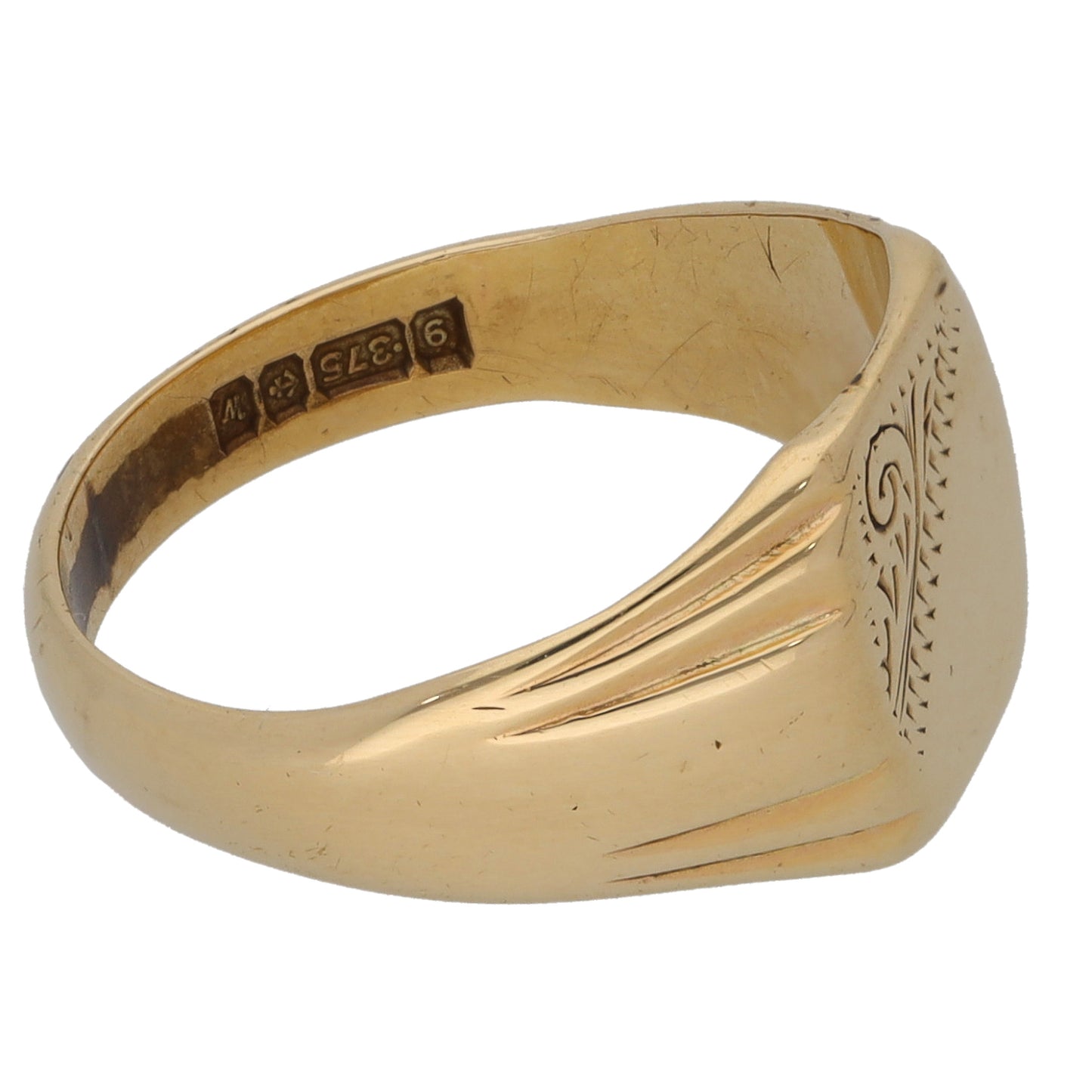 9ct Gold Patterned Signet Ring Size N