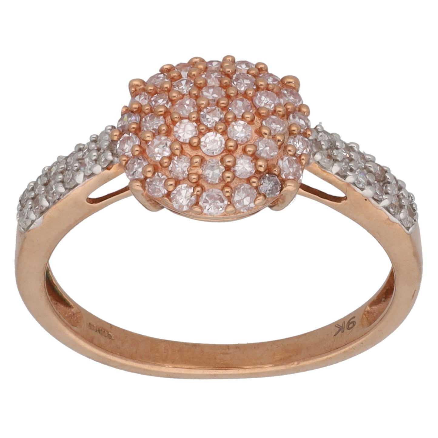 9ct Rose Gold 0.61ct Diamond Dress/Cocktail Ring Size O