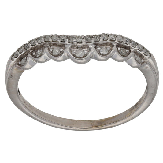 9ct White Gold 0.13ct Diamond Wishbone Ring Size N 1/2
