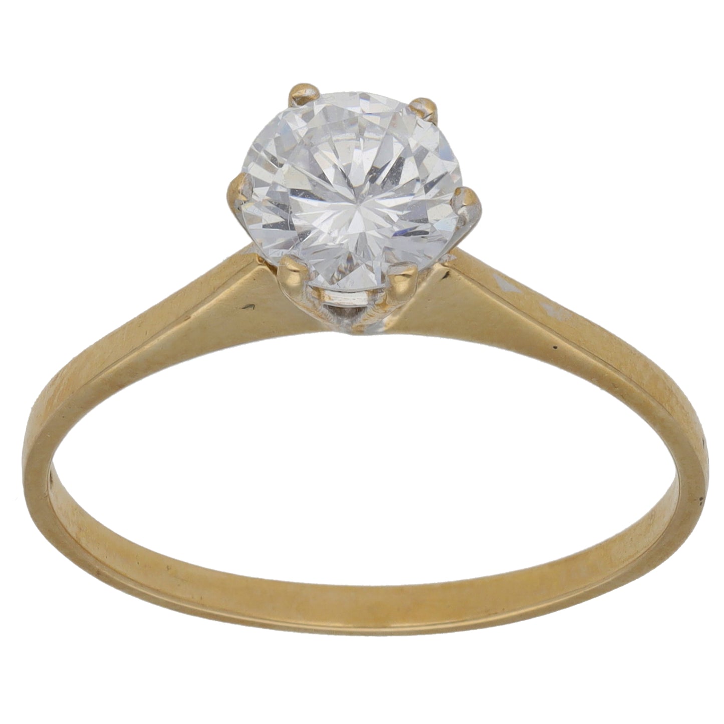 9ct Gold Cubic Zirconia Single Stone Ring Size S