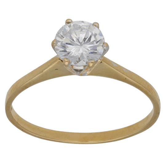 9ct Gold Cubic Zirconia Single Stone Ring Size S