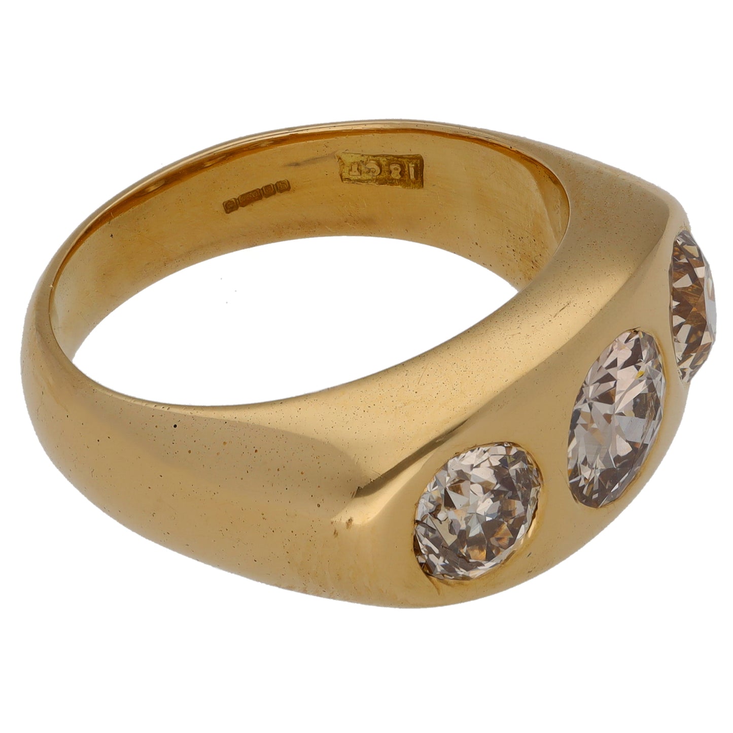 18ct Gold 2.86ct Diamond Three Stone Ring Size U