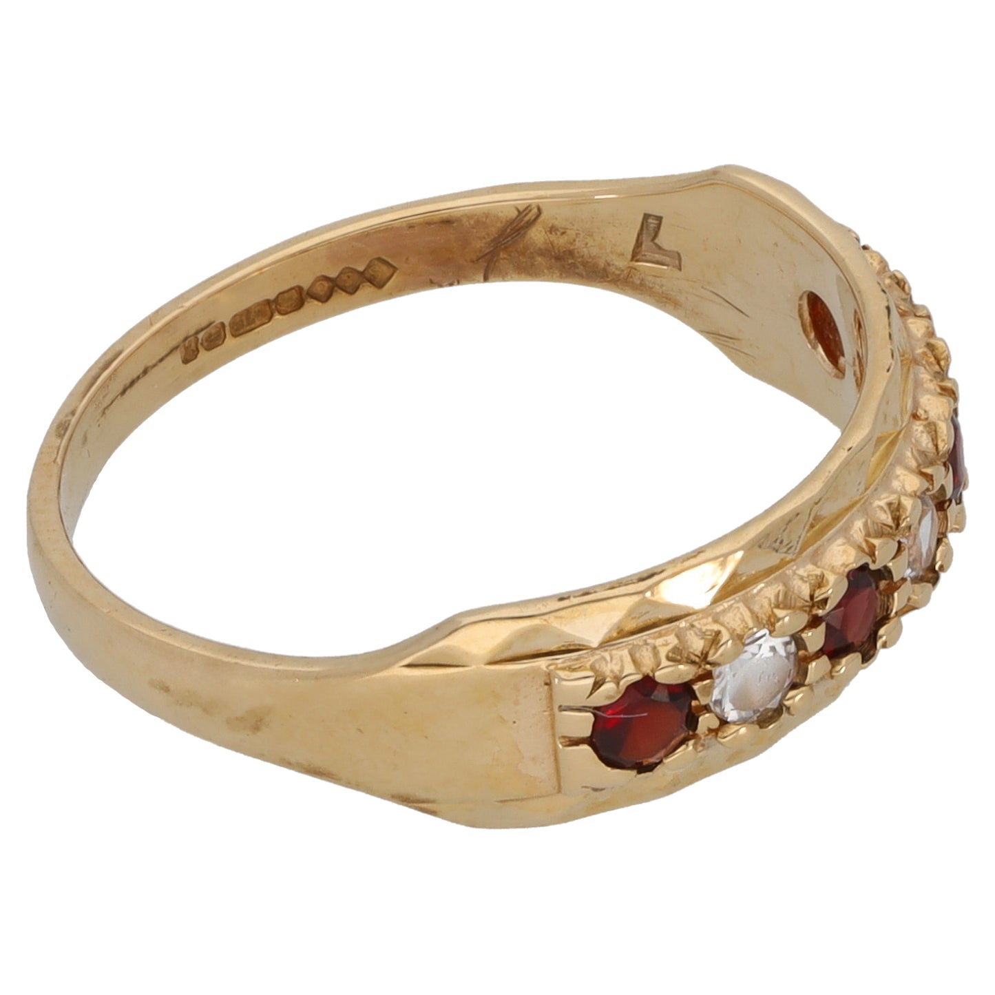 9ct Gold Imitation Gems Half Eternity Ring Size M