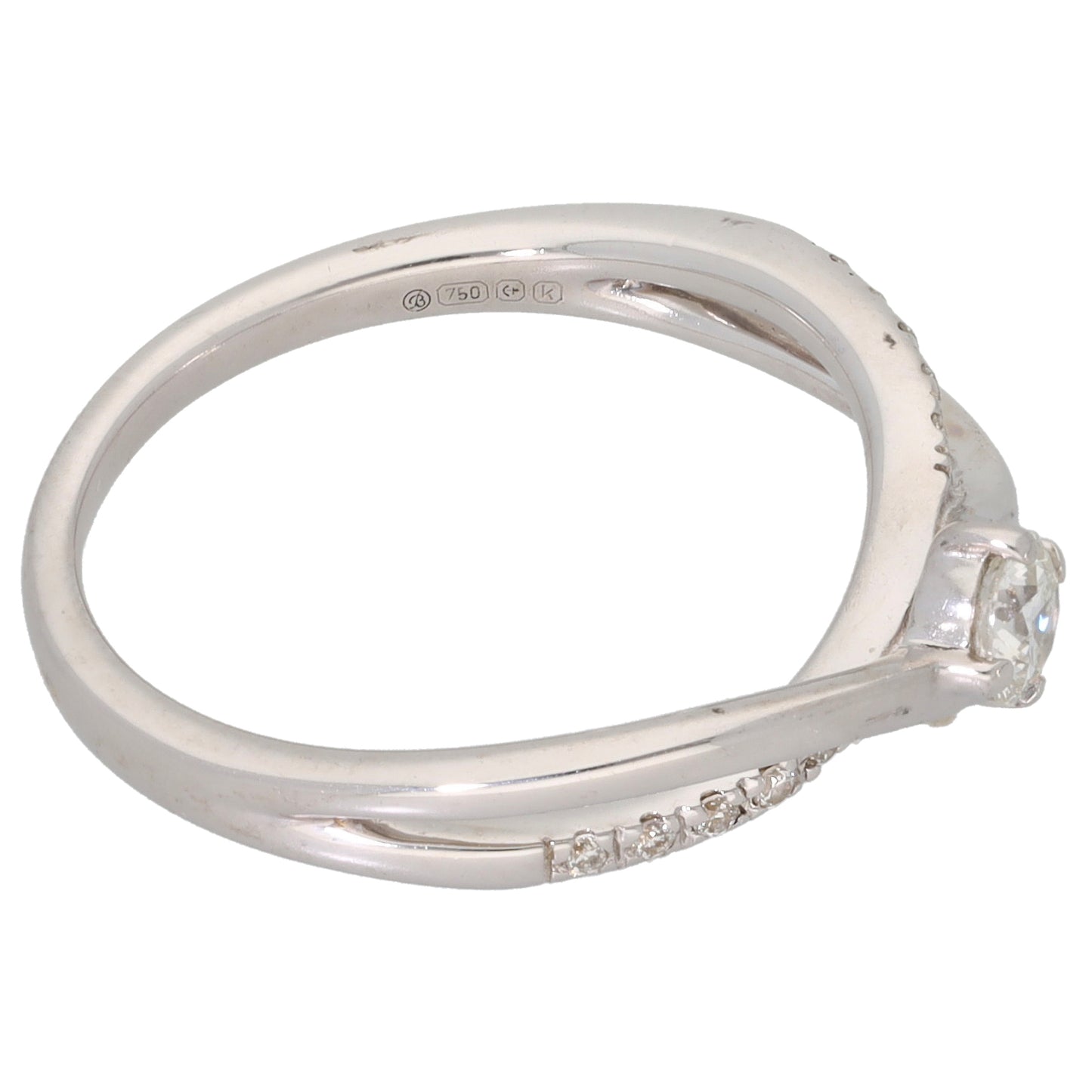 9ct White Gold 0.30ct Diamond Solitaire Ring With Accent Stones Size M