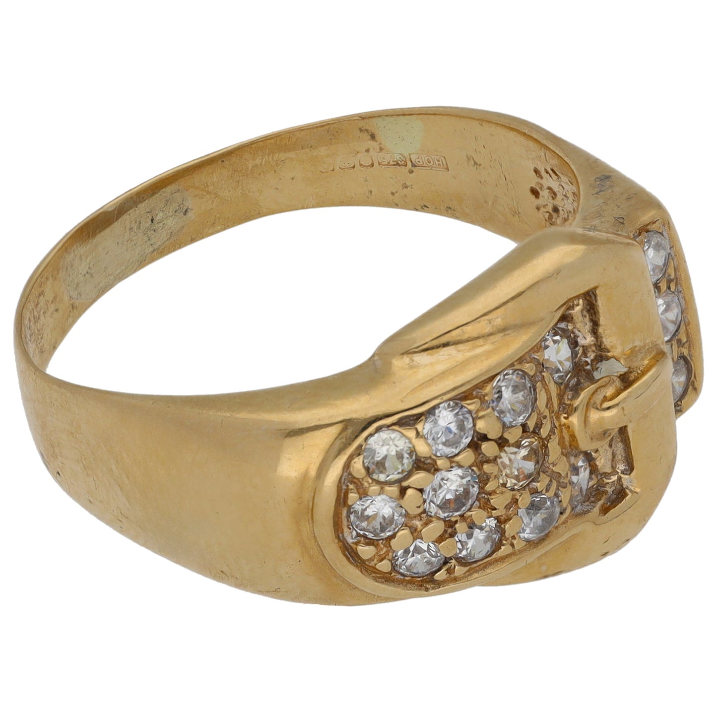 9ct Gold Cubic Zirconia Buckle Ring Size T