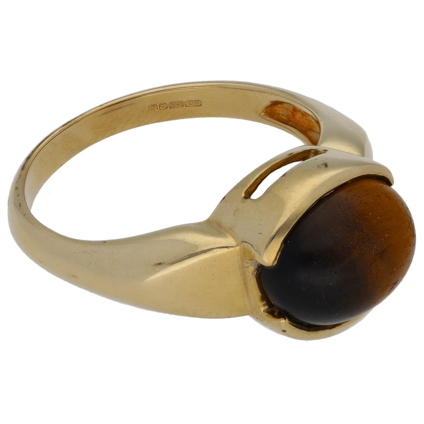 9ct Gold Tiger's Eye Single Stone Ring Size N