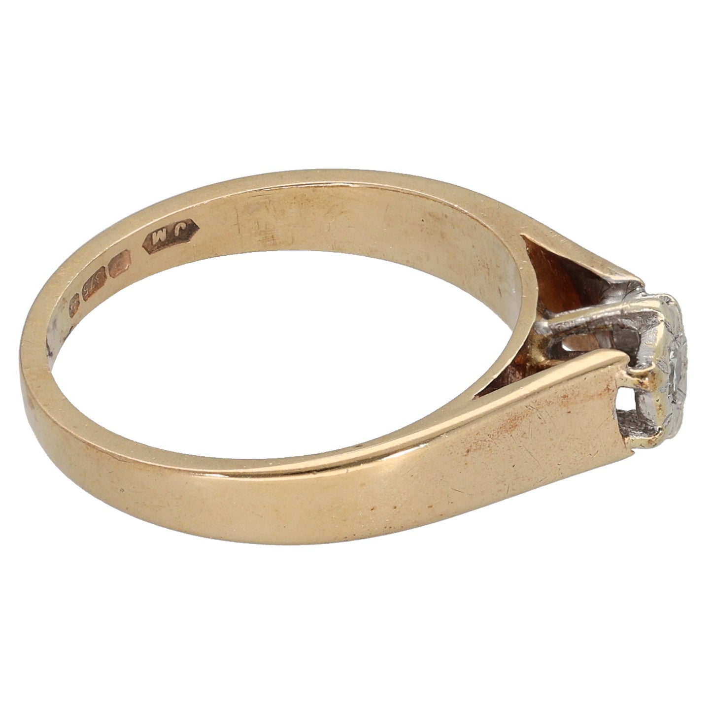 9ct Bicolour Gold 0.03ct Diamond Solitaire Ring Size L