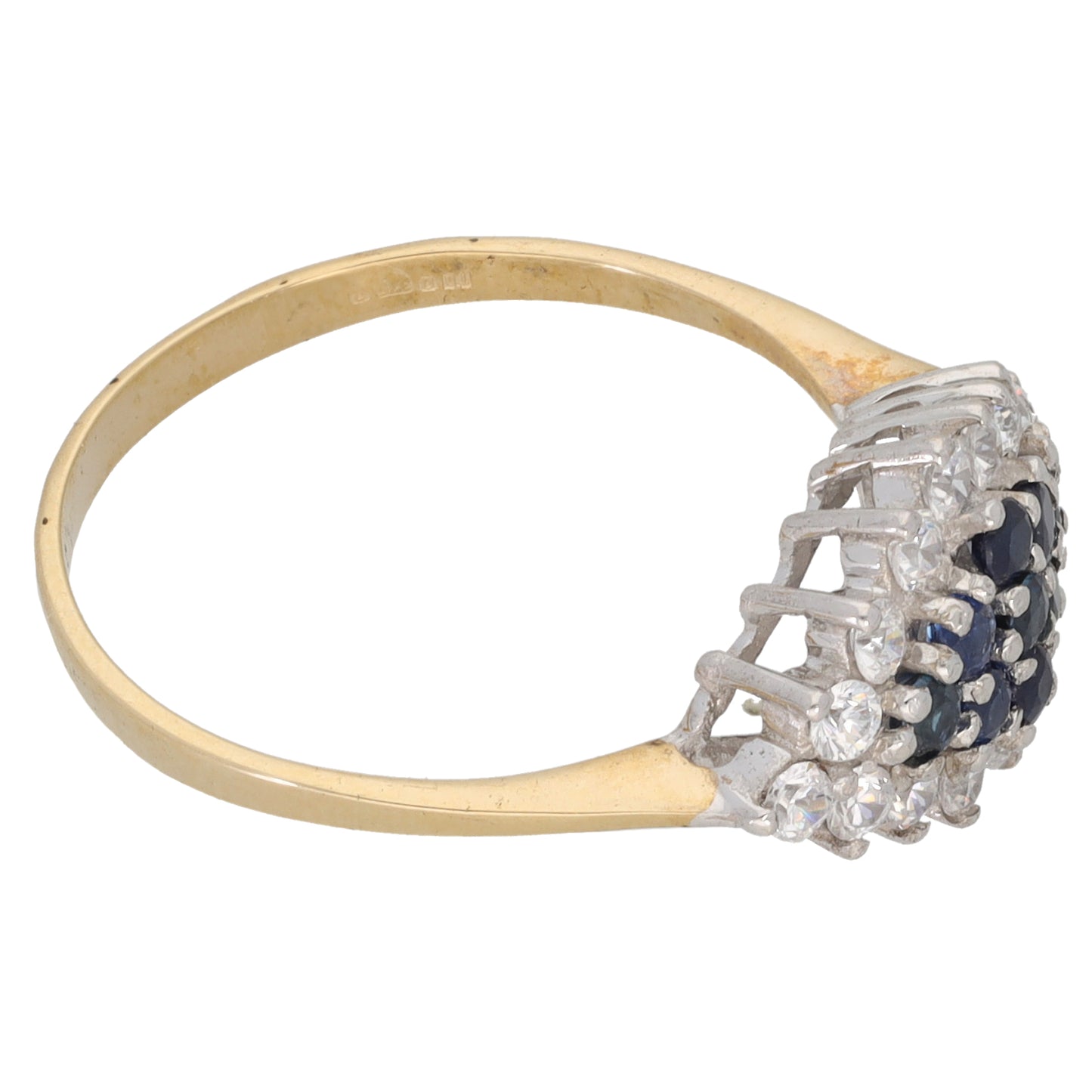 9ct Gold Sapphire & Cubic Zirconia Dress/Cocktail Ring Size P