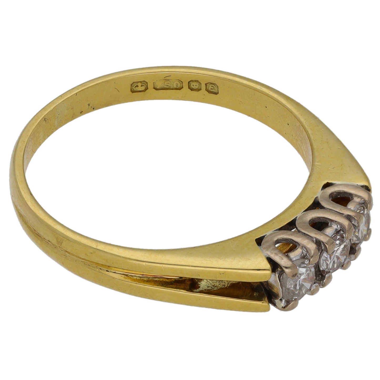 18ct Gold 0.21ct Diamond Trilogy Ring Size M
