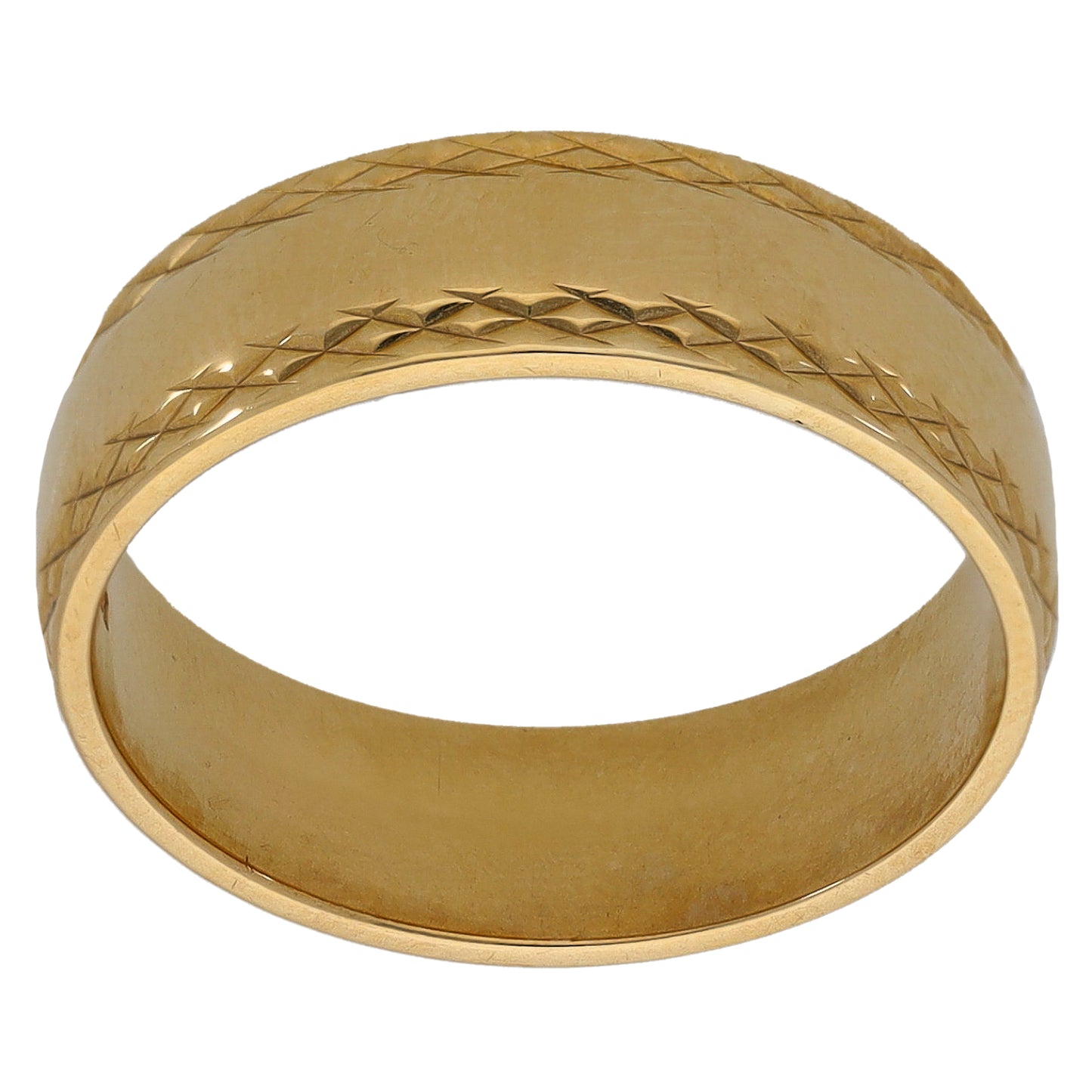 9ct Gold Patterned Wedding Ring Size P
