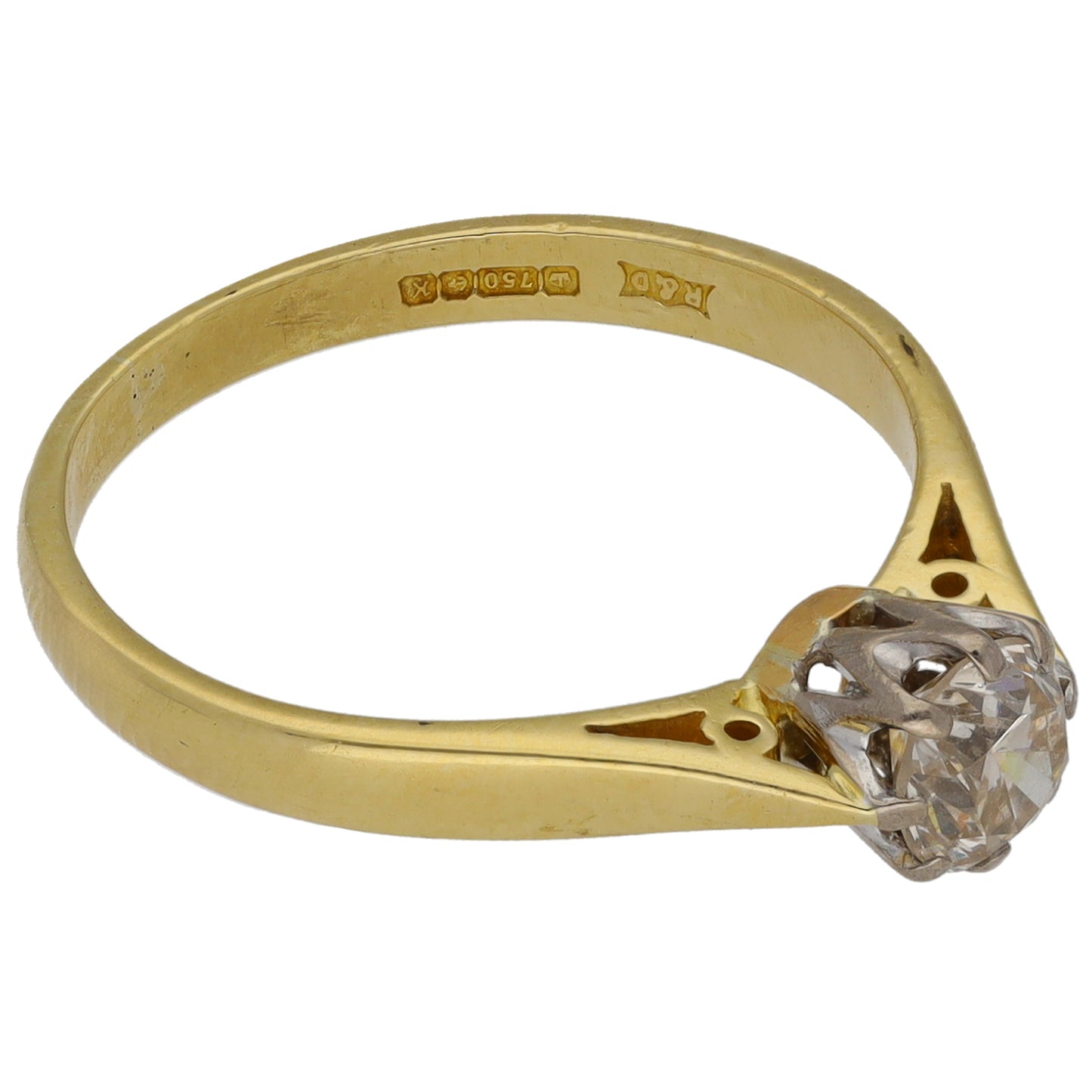 18ct Gold 0.45ct Diamond Solitaire Ring Size M