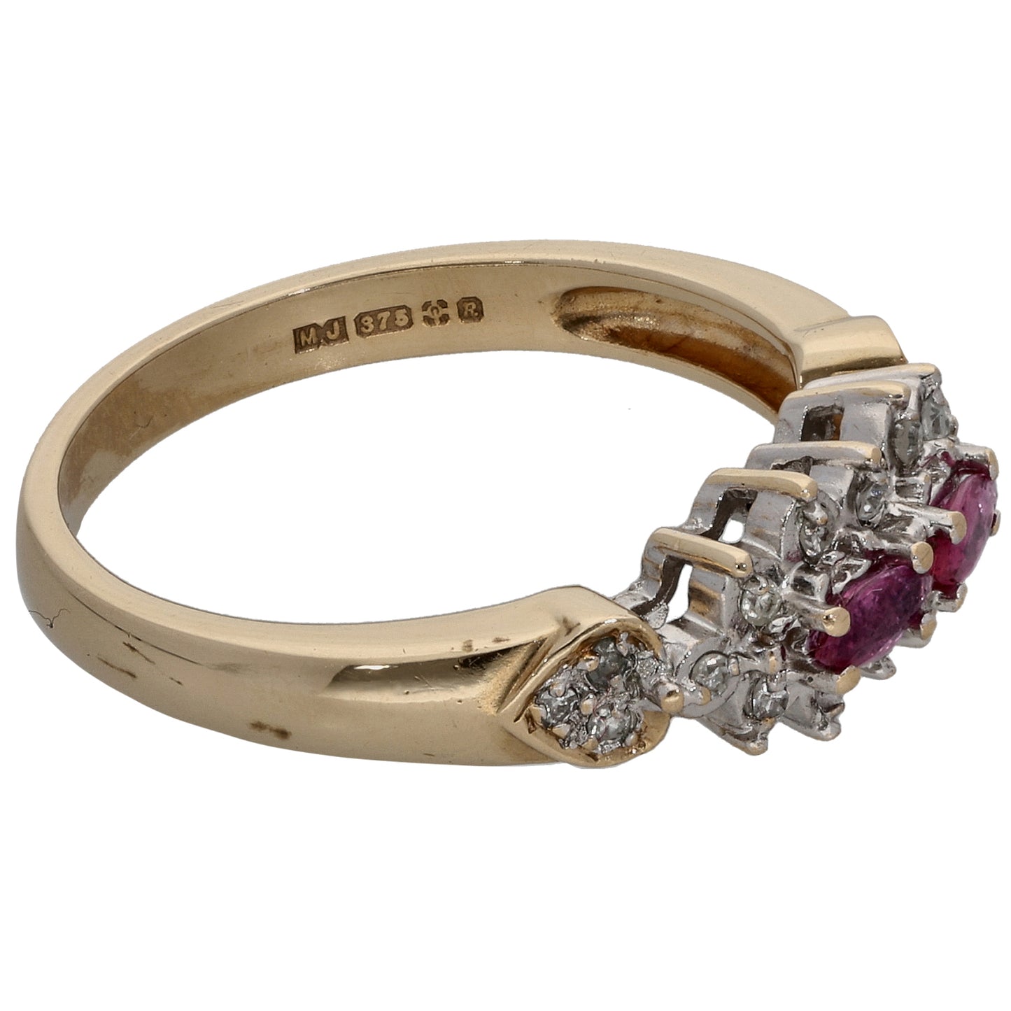 9ct Gold Sapphire & 0.09ct Diamond Dress/Cocktail Ring Size L
