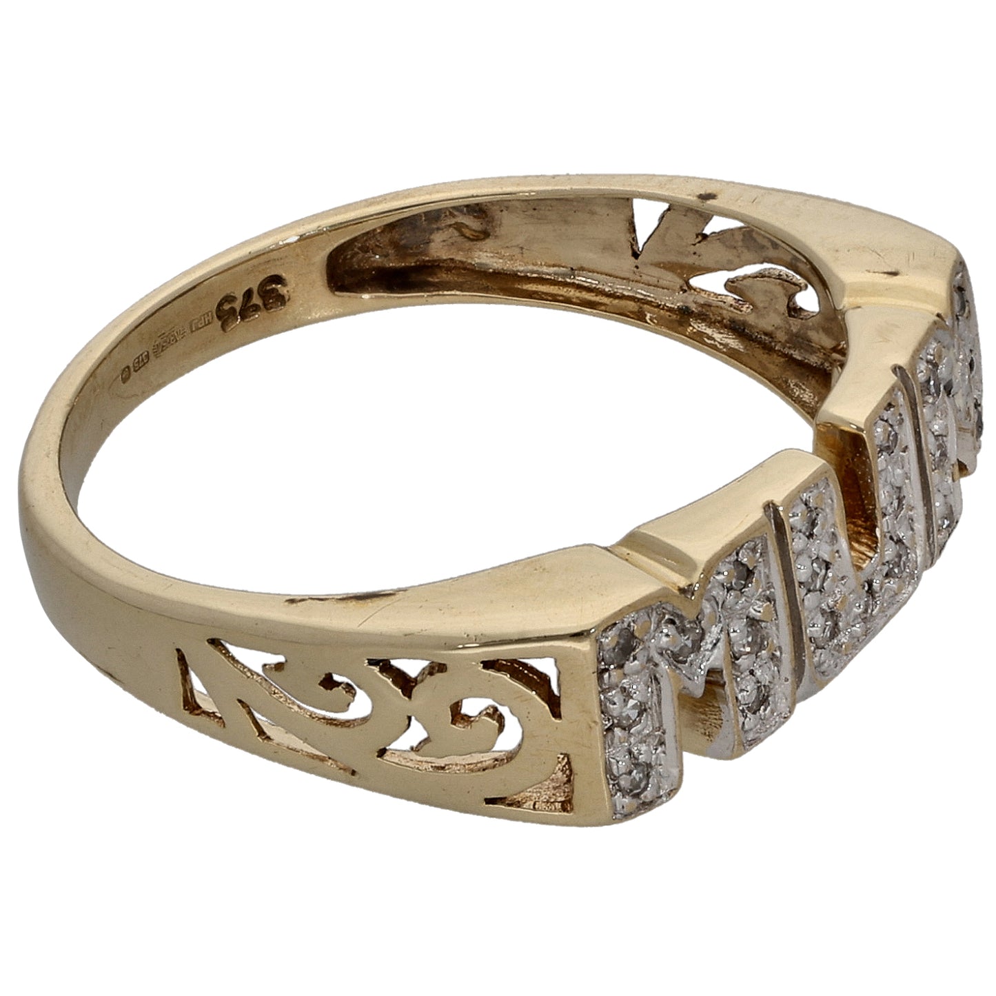 9ct Gold 0.105ct Diamond Mum/Mother Ring Size L