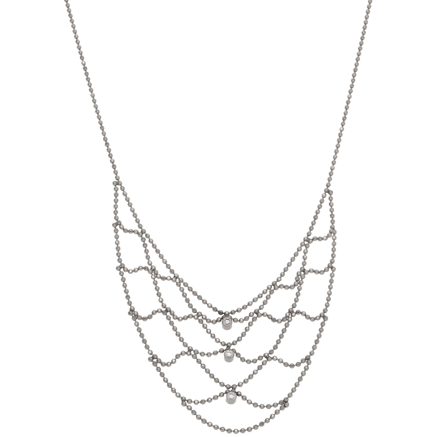 9ct White Gold Cubic Zirconia Fancy Necklace 20"