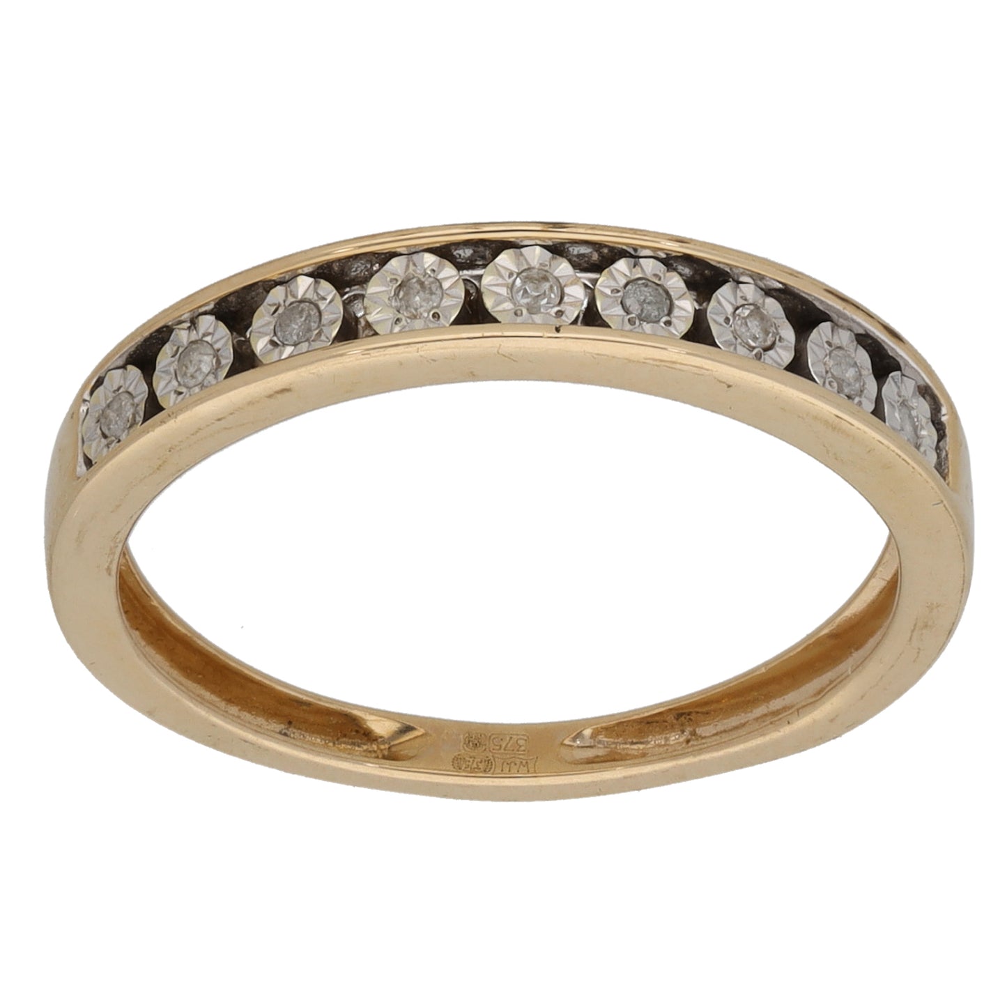 9ct Gold 0.05ct Diamond Half Eternity Ring Size M