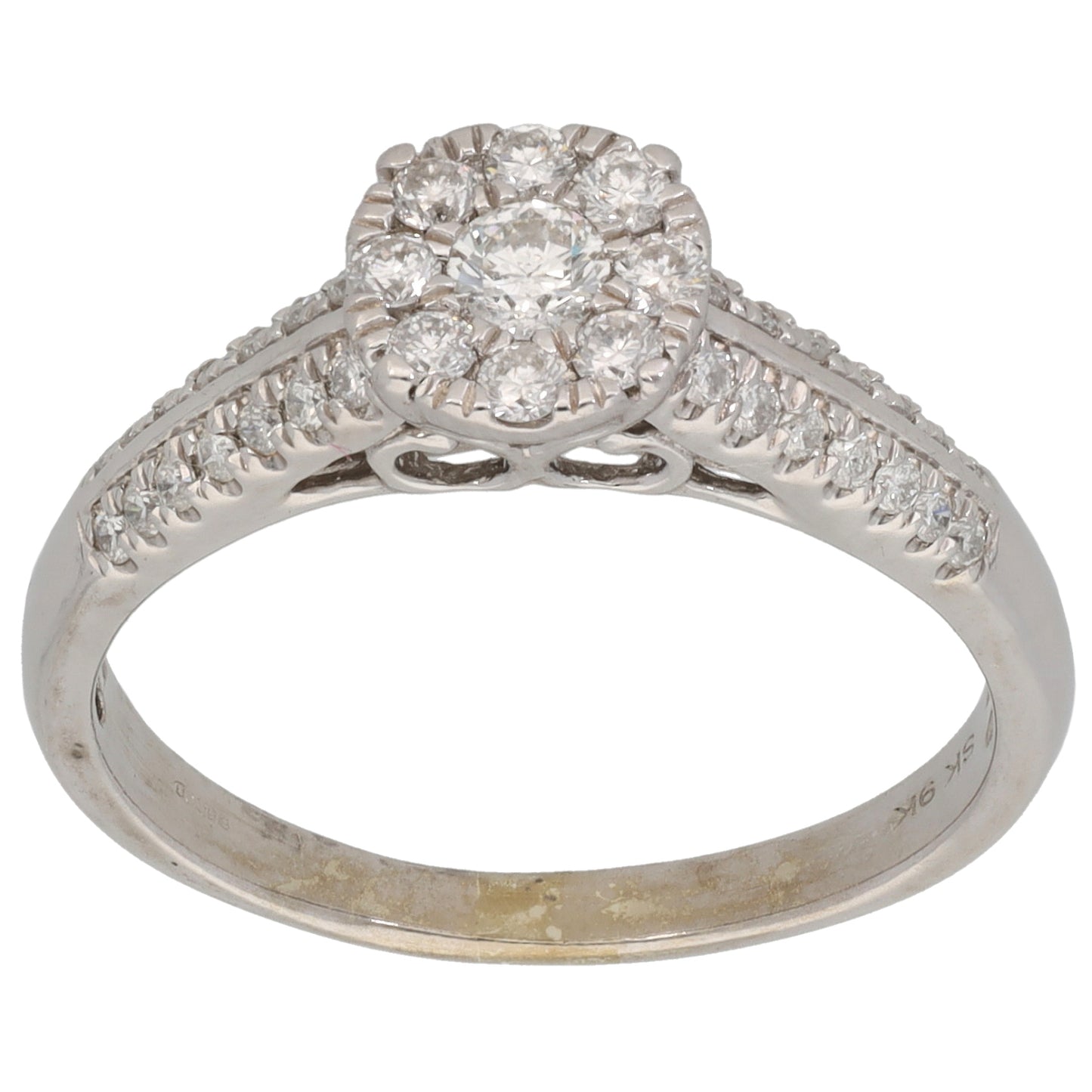 9ct White Gold 0.45ct Diamond Dress/Cocktail Ring Size O