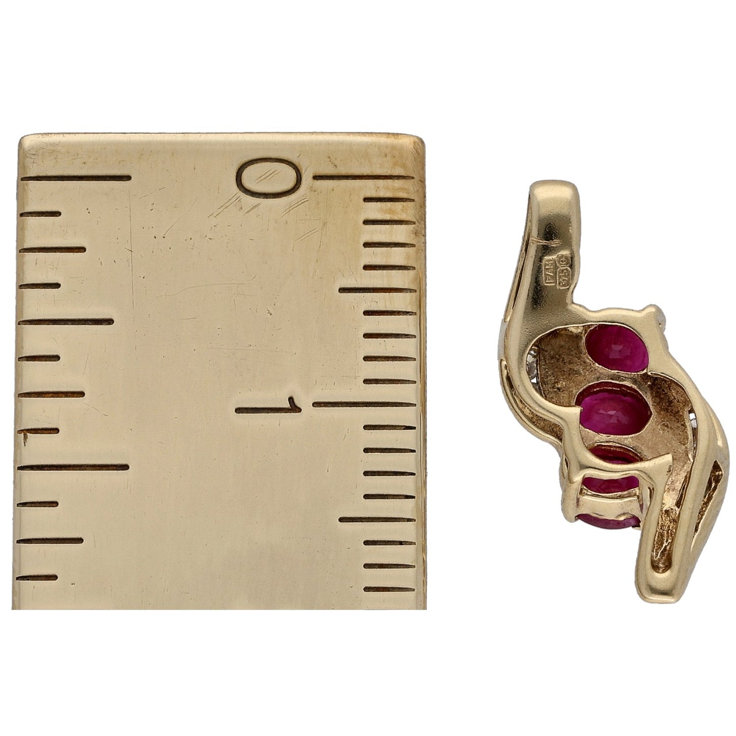 9ct Gold Ruby & 0.04ct Round Diamond Dress/Cocktail Pendant