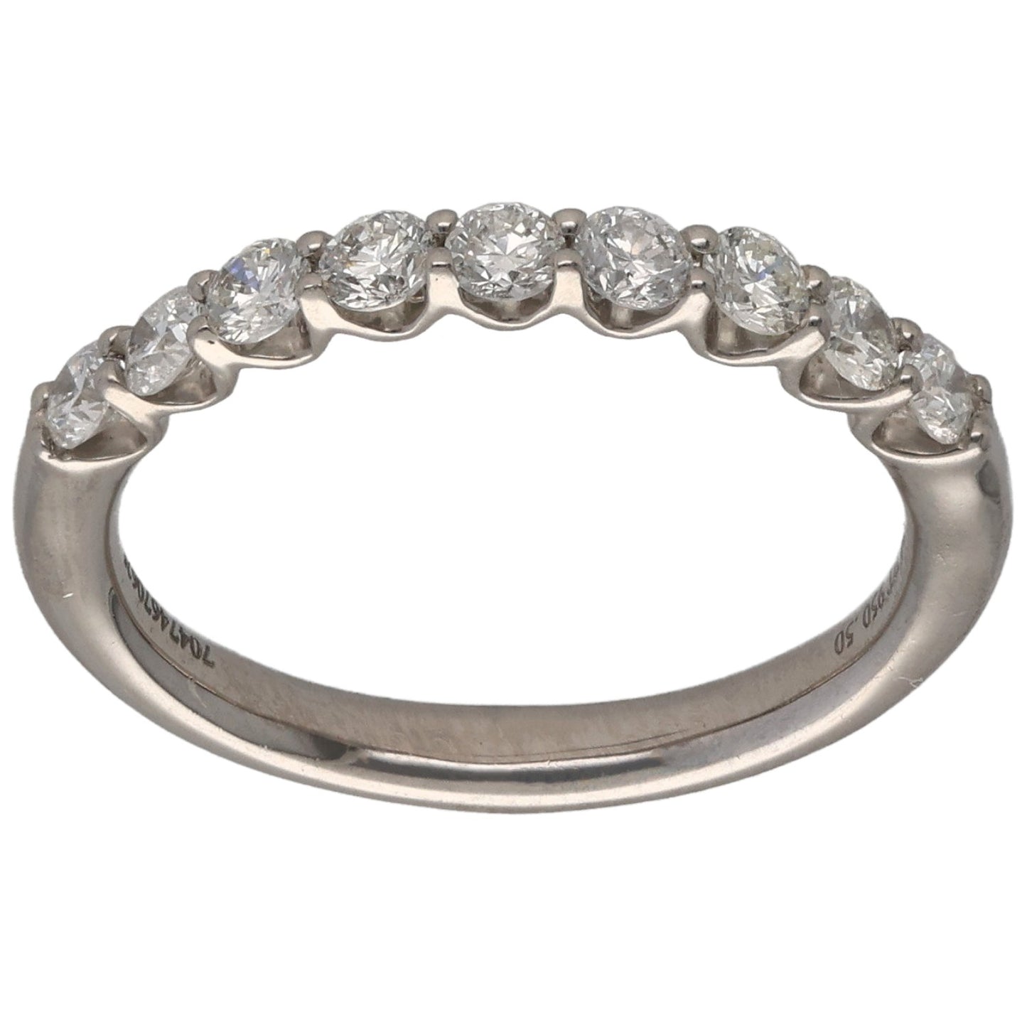 Platinum 0.50ct Diamond Half Eternity Ring Size K