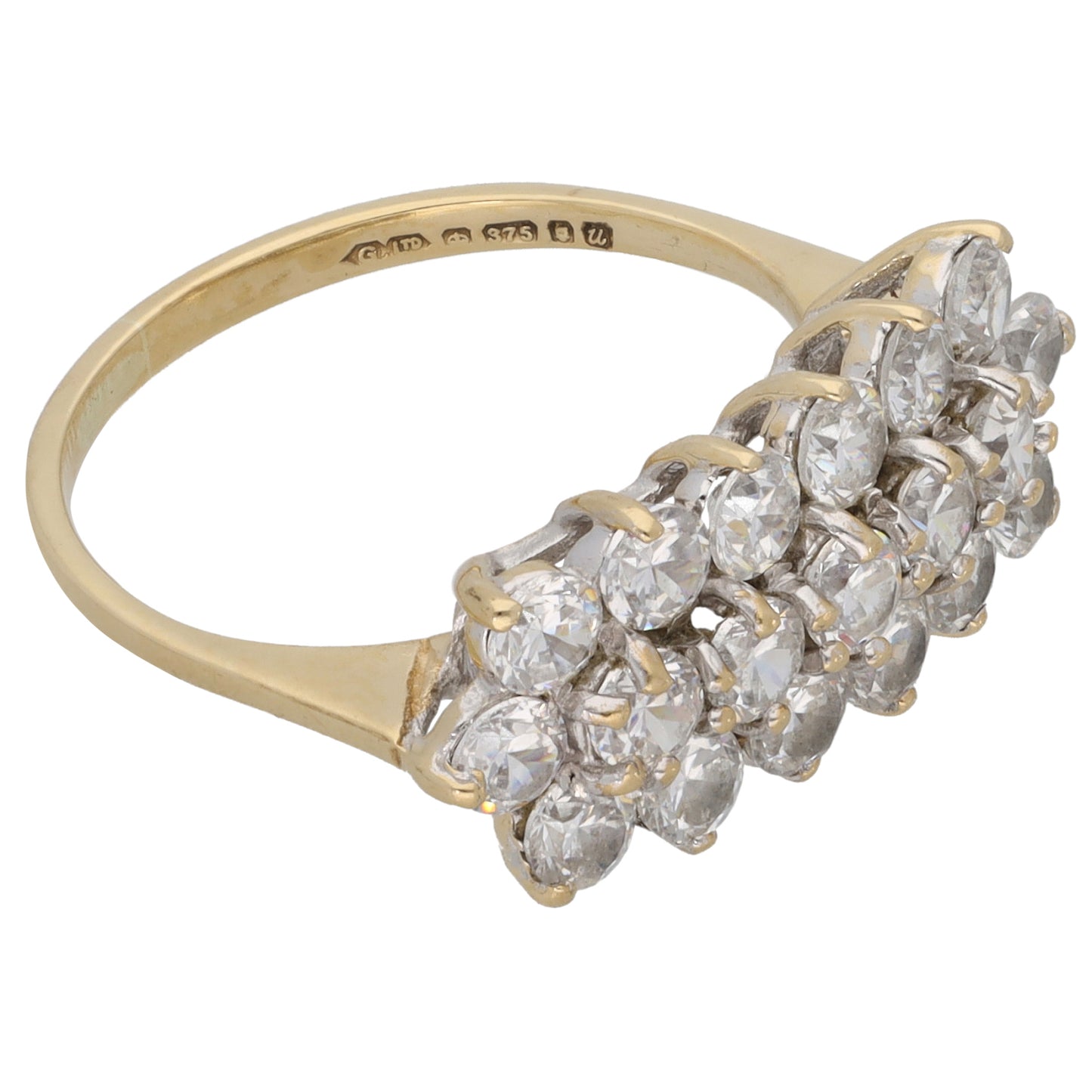 9ct Gold Cubic Zirconia Dress/Cocktail Ring Size K