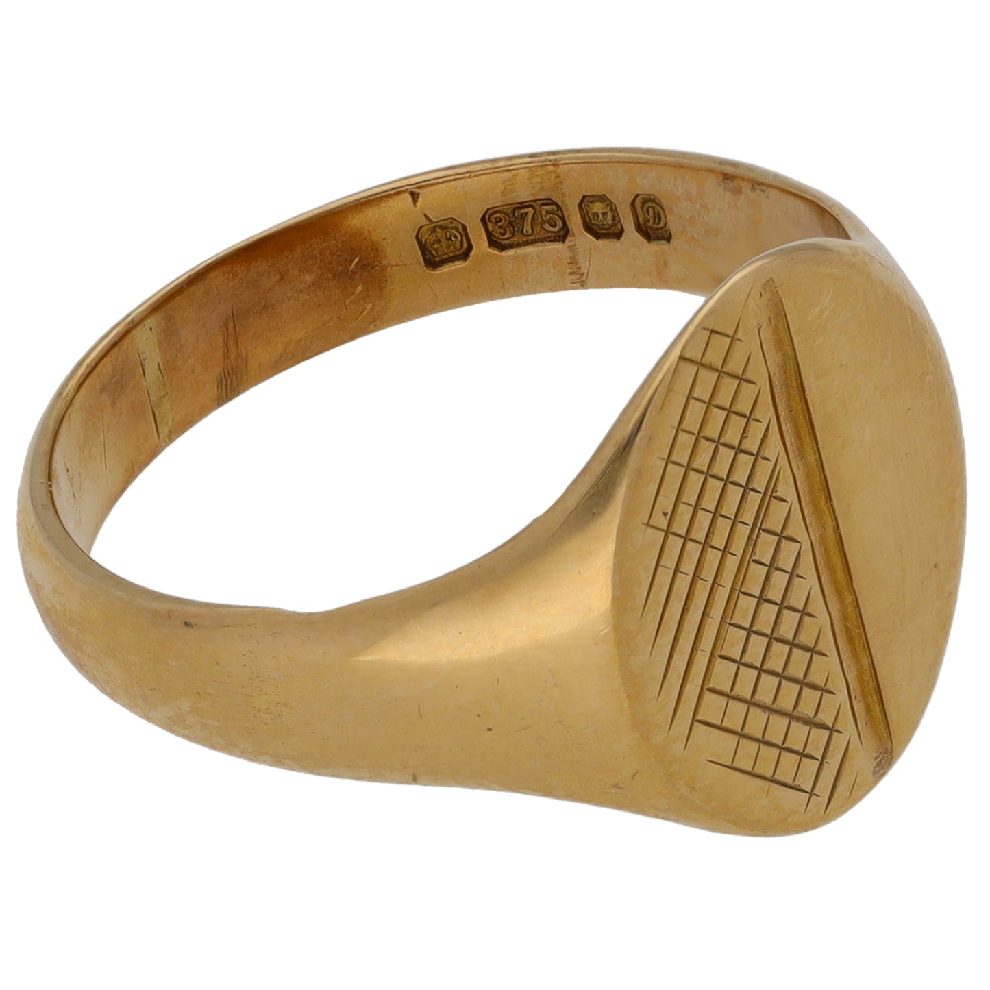 9ct Gold Plain Signet Ring Size Q