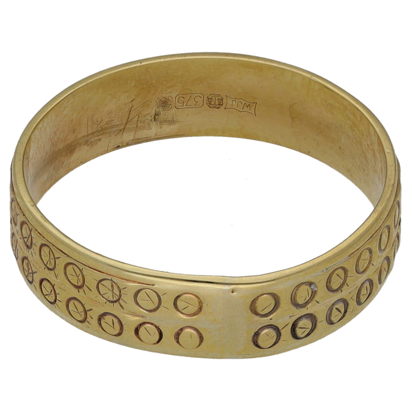 9ct Gold Patterned Wedding Ring Size O