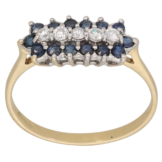 9ct Gold Sapphire & Cubic Zirconia Dress/Cocktail Ring Size Q