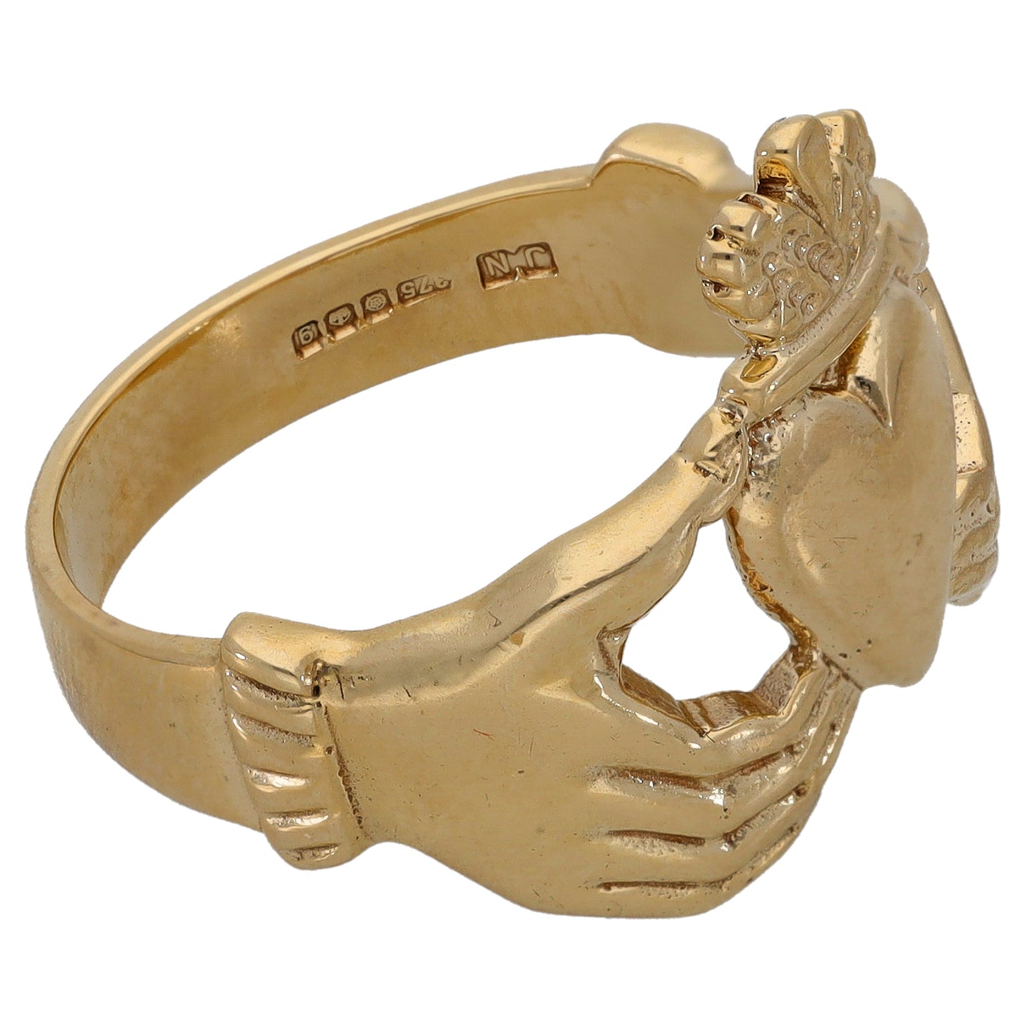9ct Gold Claddagh Ring Size S