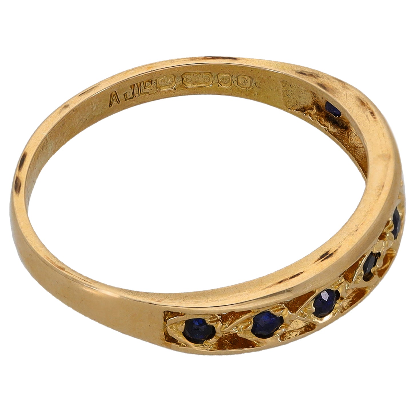 9ct Gold Sapphire Half Eternity Ring Size O
