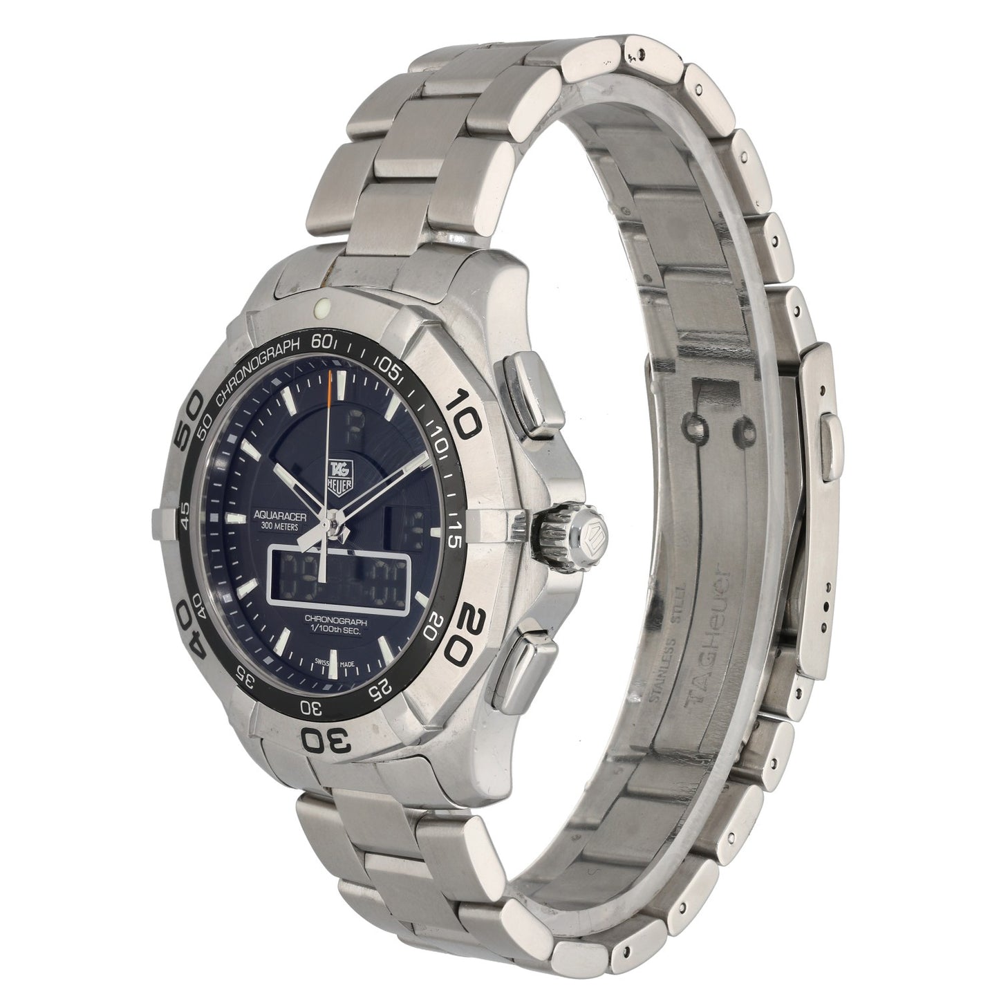 Tag Heuer Aquaracer CAF1010, black dial, didgital display, link bracelet