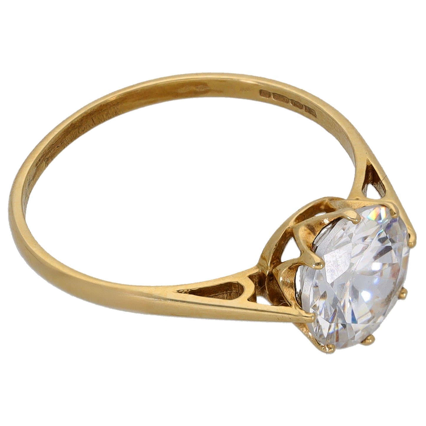 9ct Gold Cubic Zirconia Single Stone Ring Size P