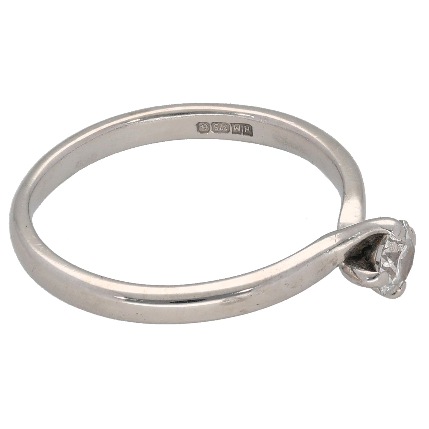 9ct White Gold 0.20ct Diamond Solitaire Ring Size K