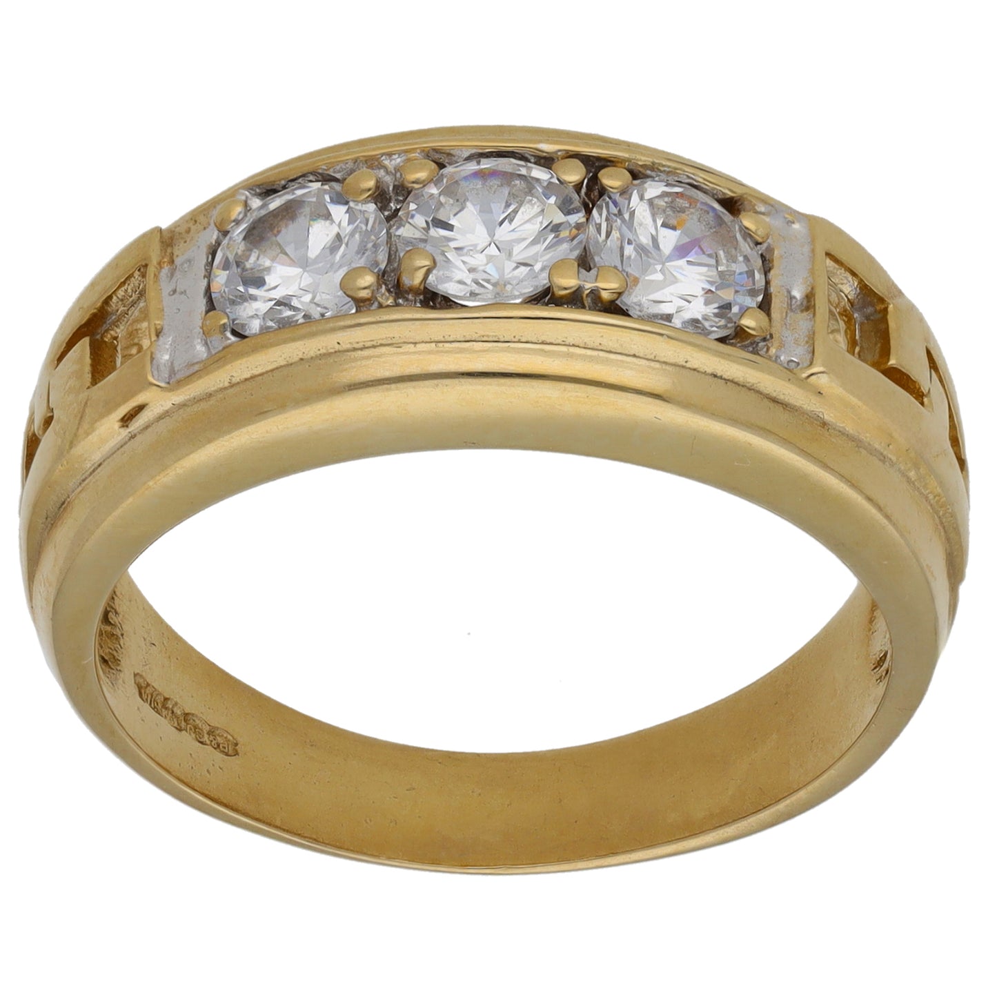 9ct Gold Cubic Zirconia Trilogy Ring Size U