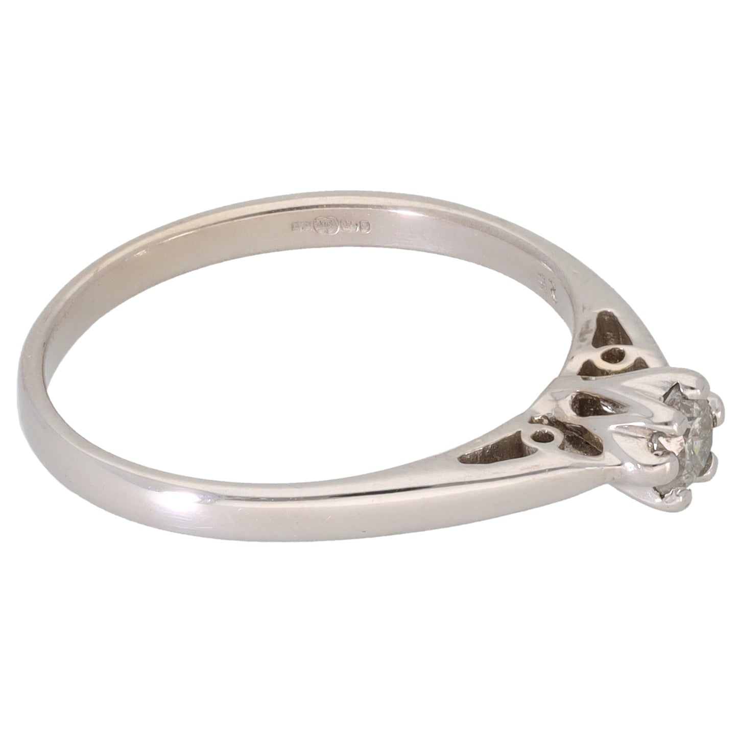 9ct White Gold 0.25ct Diamond Solitaire Ring Size O