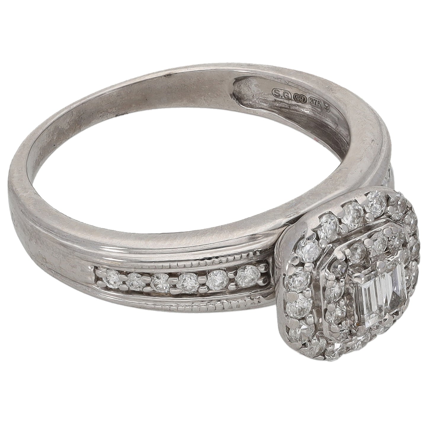 9ct White Gold 0.58ct Diamond Dress/Cocktail Ring Size L