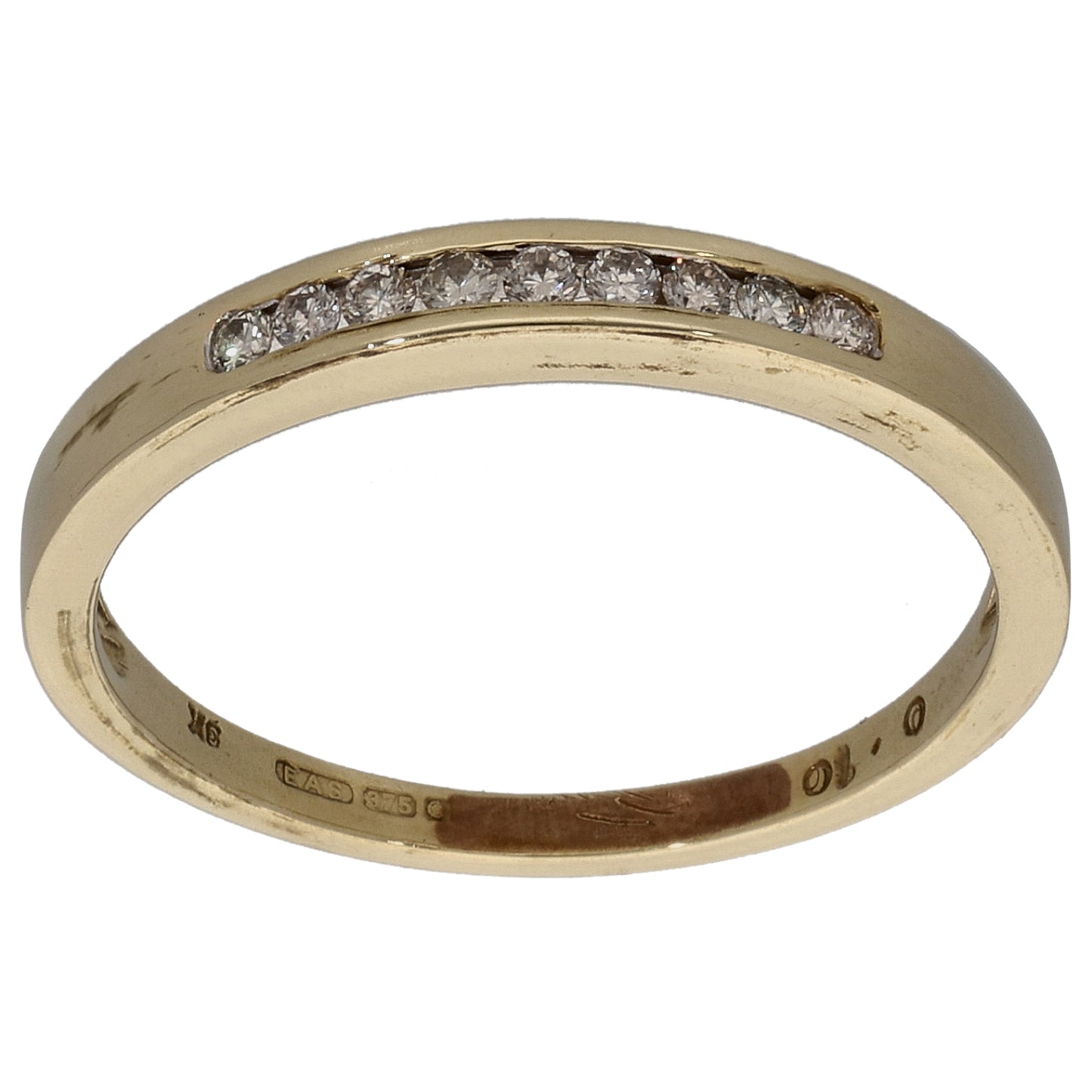 9ct Gold 0.10ct Diamond Half Eternity Ring Size M