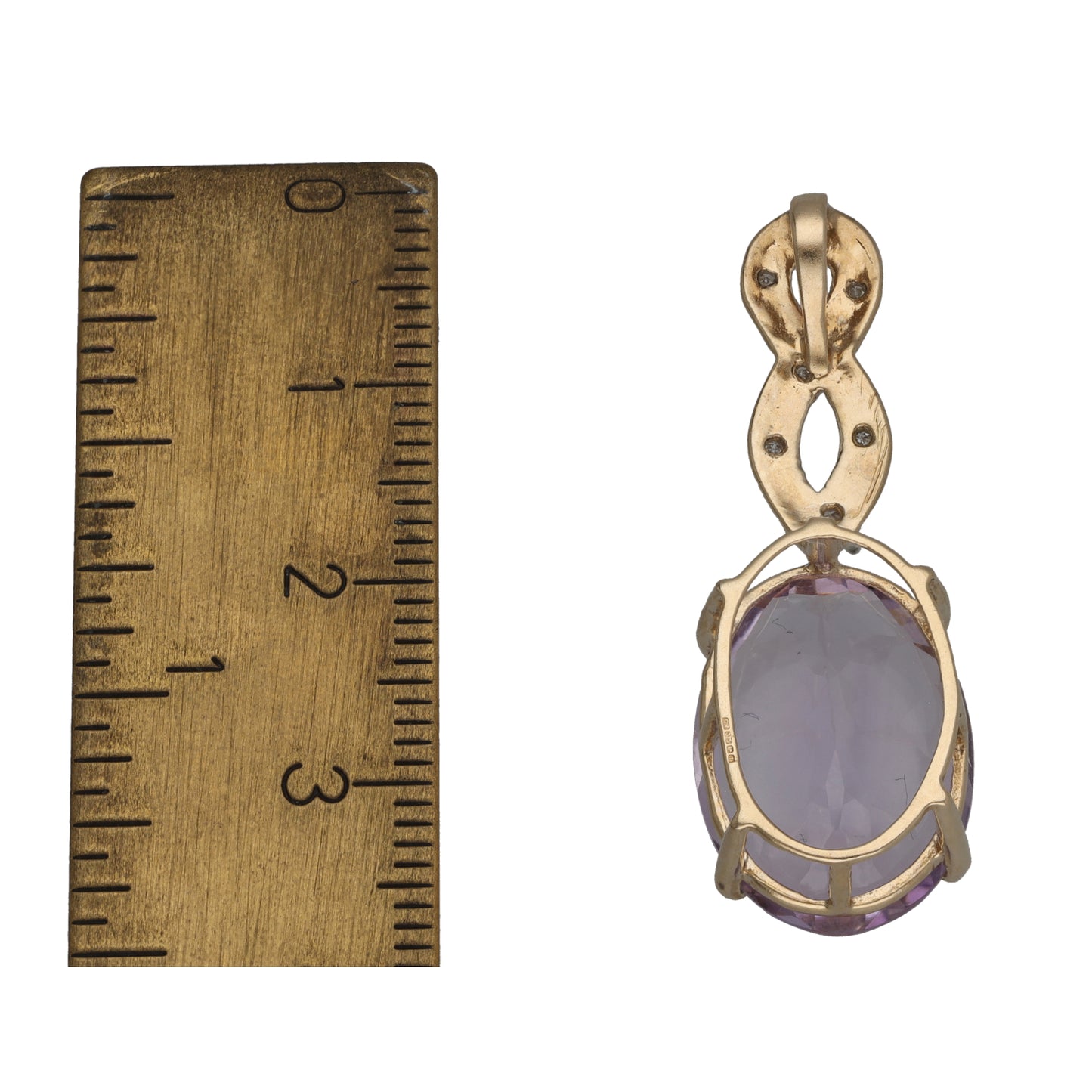 9ct Gold Amethyst & 0.03ct Diamond Dress/Cocktail Pendant