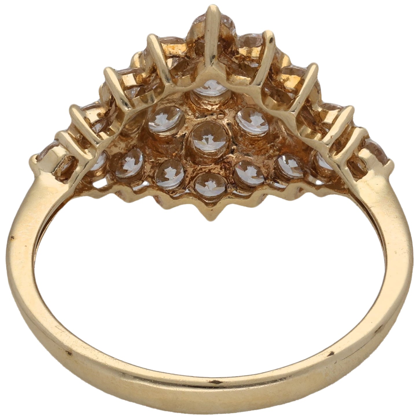14ct Gold Cubic Zirconia Cluster Ring Size L
