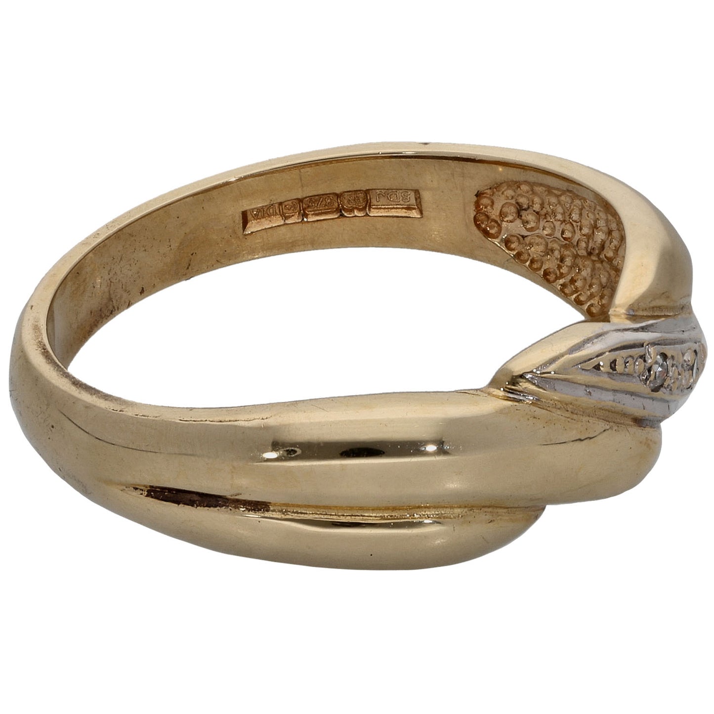 9ct Bi-Colour Gold 0.03ct Diamond Alternative Ring Size O