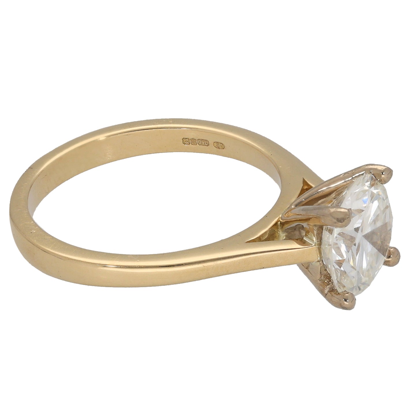 18ct Gold 2.15ct Diamond Solitaire Ring Size N