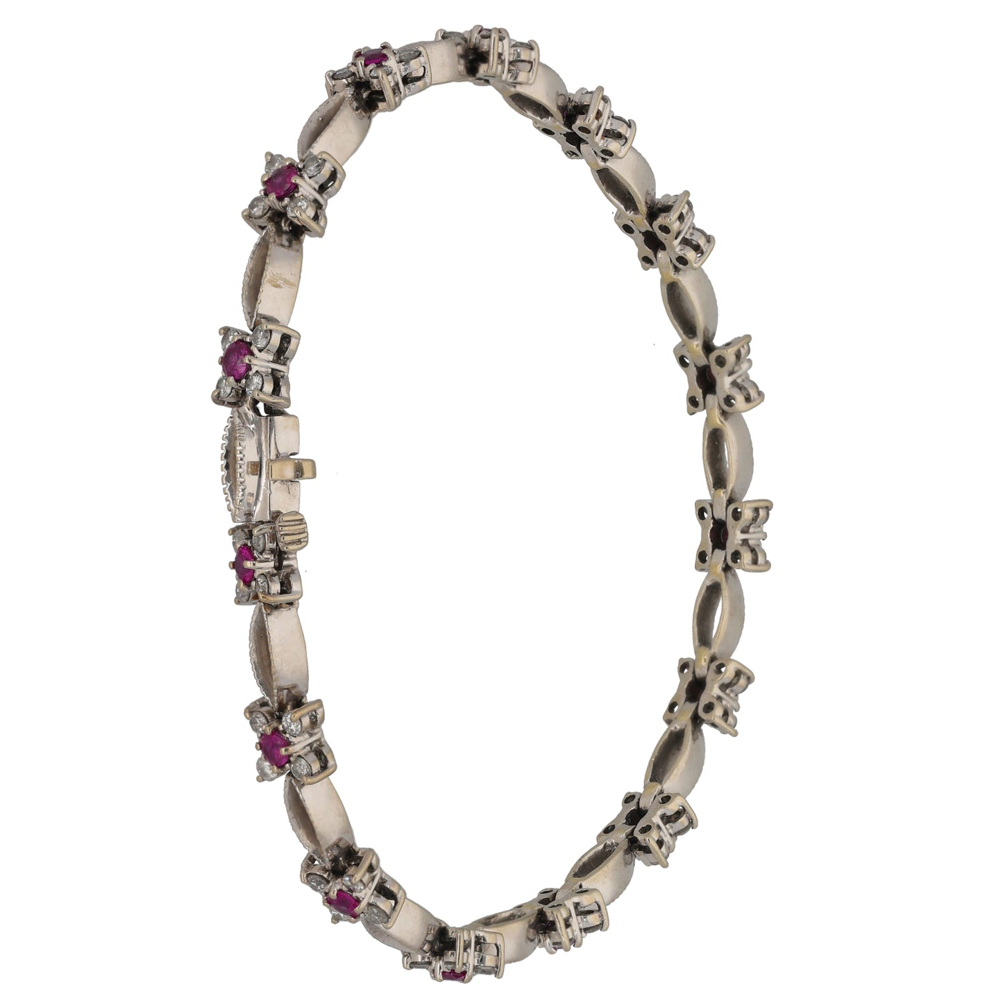 14ct White Gold Sapphire & 0.60ct Diamond Line/Tennis Bracelet