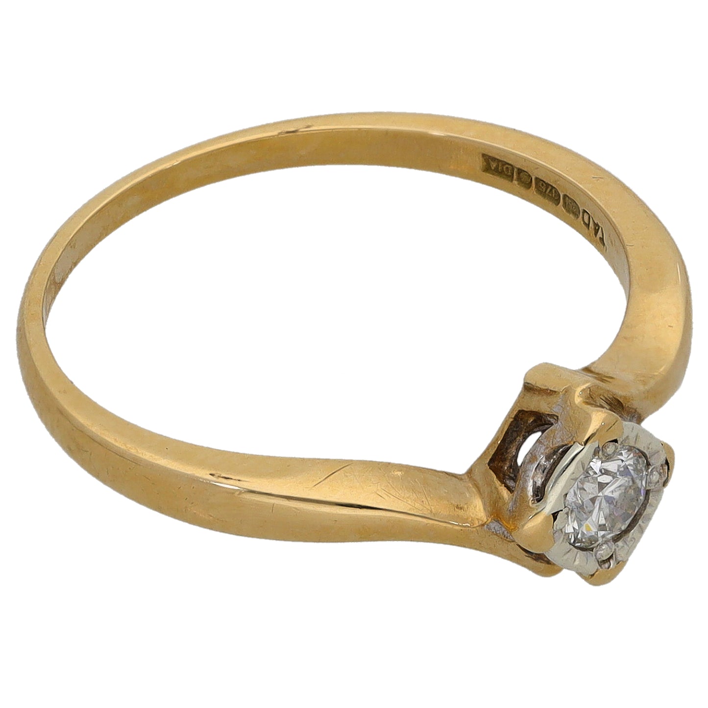9ct Gold 0.15ct Diamond Solitaire Ring Size N
