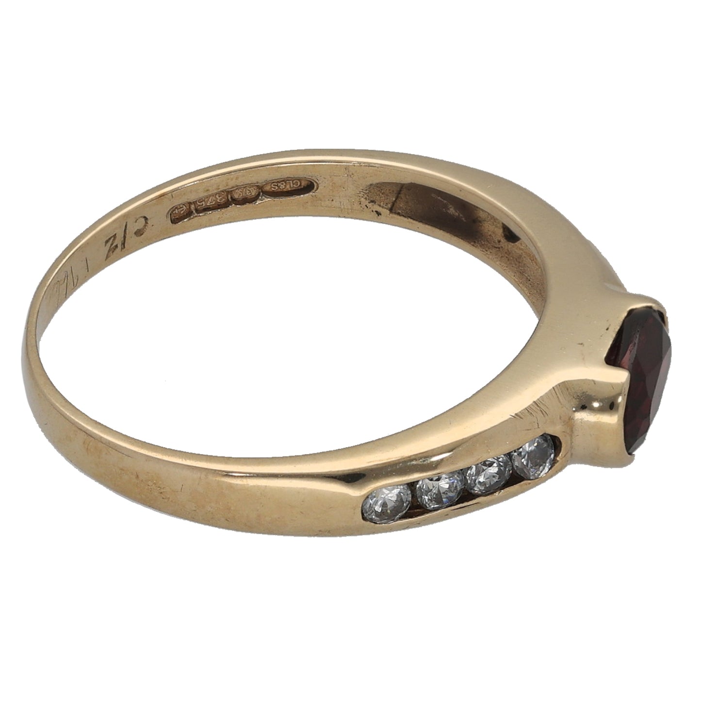 9ct Gold Garnet & Imitation Dress/Cocktail Ring Size O