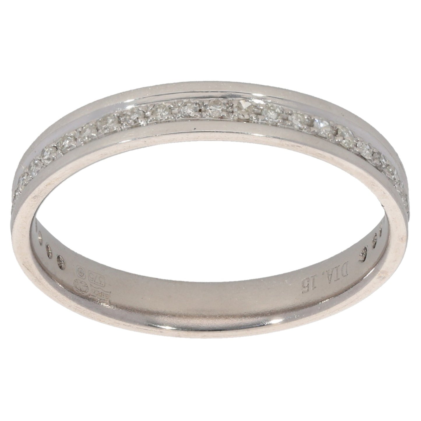 9ct White Gold 0.15ct Diamond Half Eternity Ring Size N