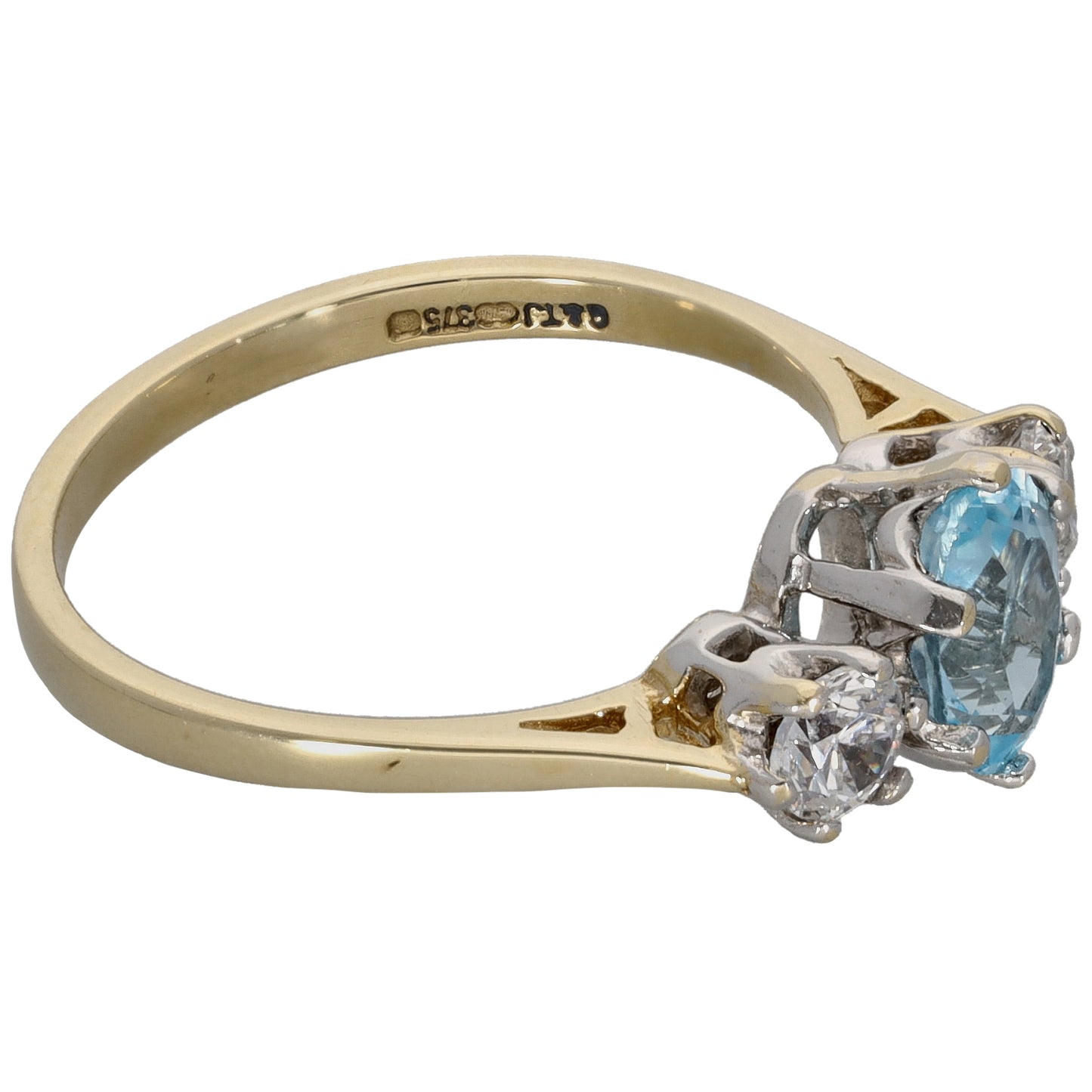 9ct Gold Topaz & Cubic Zirconia Three Stone Ring Size L