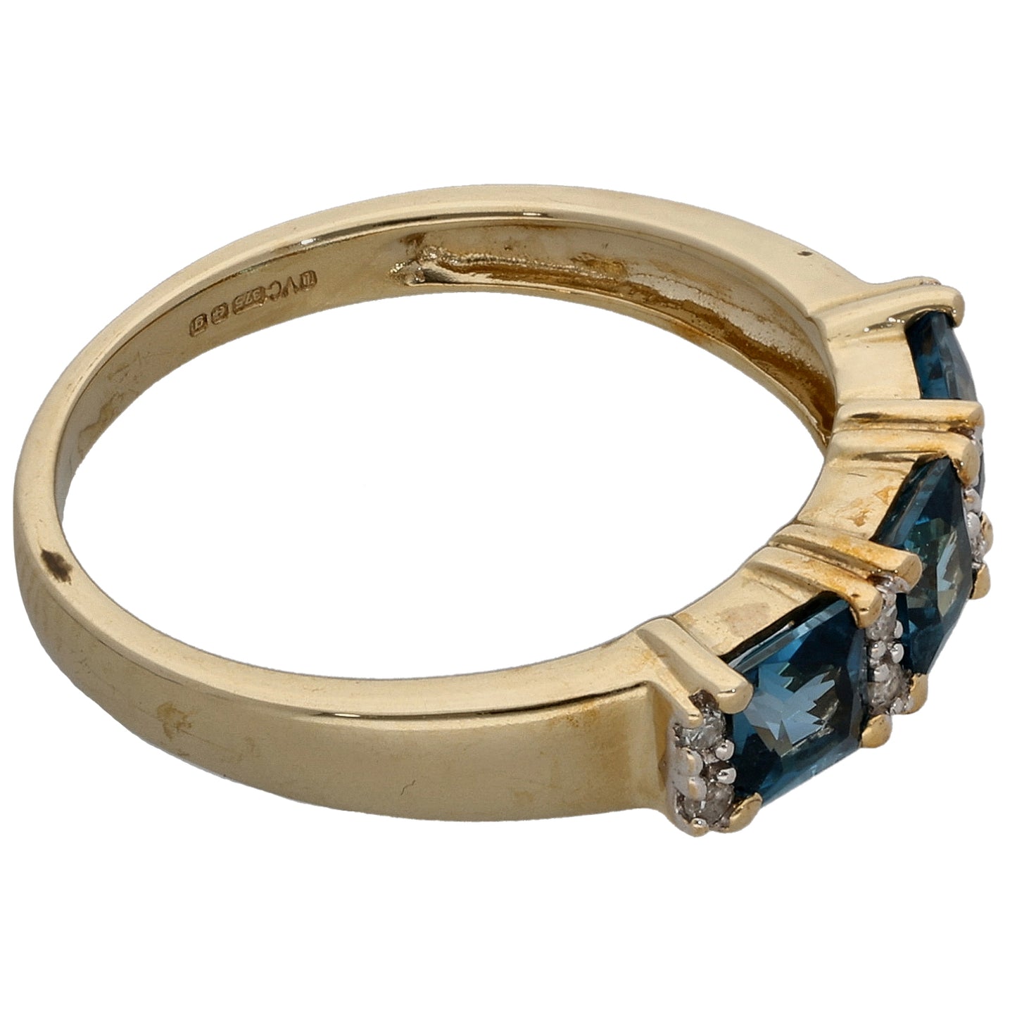 9ct Gold Topaz & 0.08ct Diamond Half Eternity Ring Size N